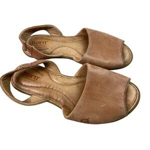 Born Women's Size 7 Tan Leather Slingback Comfort Sandals
